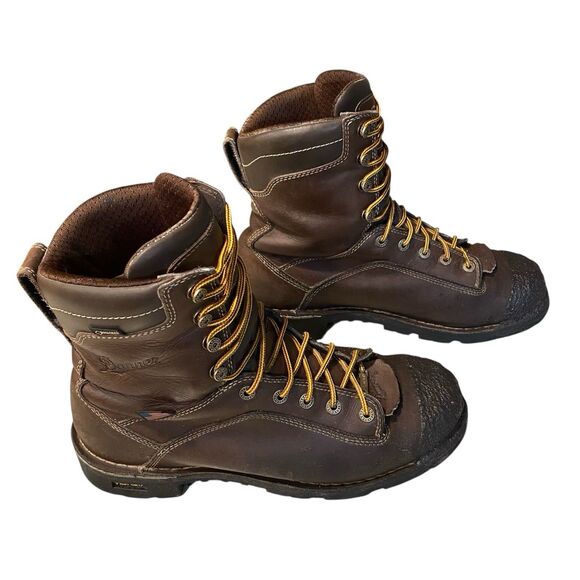 Danner Quarry USA Leather Gore-Tex 8” Work Boots Vibram Brown Soft Toe Mens 11 D - Picture 3 of 11